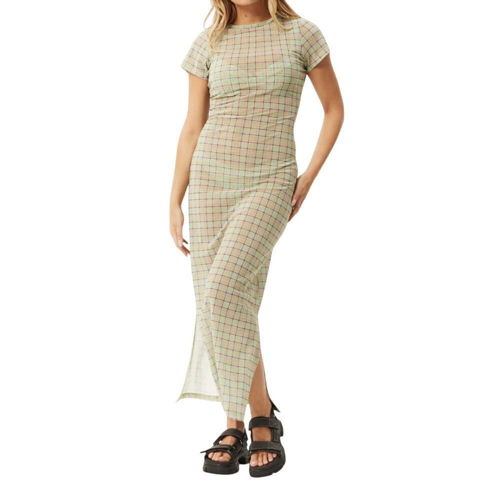 Afends Kali Sheer Maxi Dress in Pistachio Check, Size XS​​​